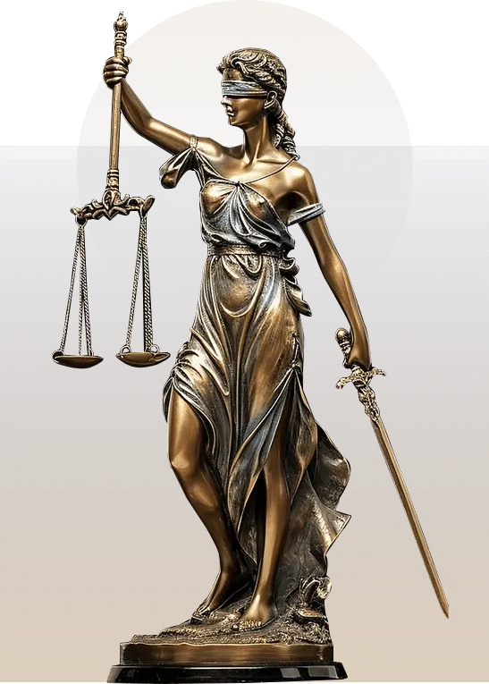 Statue de la Justice tenant une balance et une épée